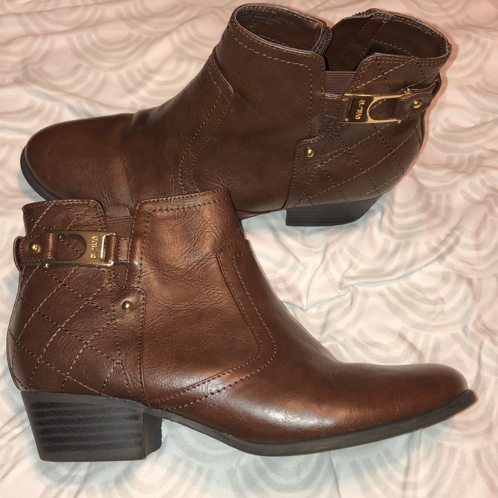 Brown leather booties